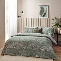 HOEM Nola Abstract Duvet Cover Set in Olive - Size: King - thumbnail 1
