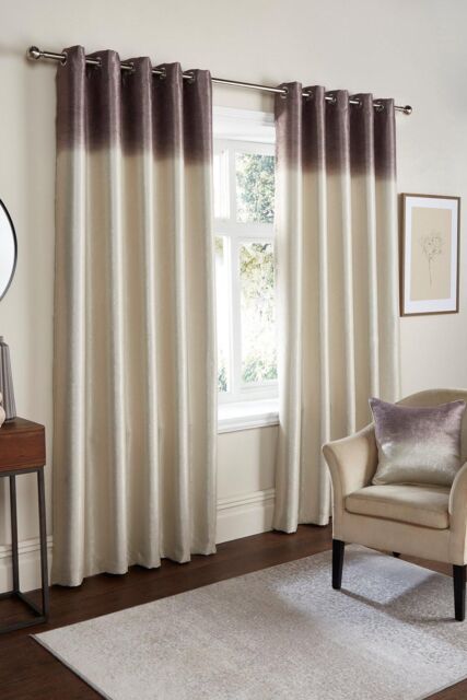 Fusion 'Ombre Strata' Dim Out Pair of Eyelet Curtains in Chocolate - Size: 229 cm width x 183 cm drop - image 1