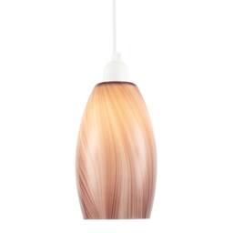 Happy Homewares Modern Marble Effect Glass Cylindrical Pendant Light Shade in Brown - thumbnail 2