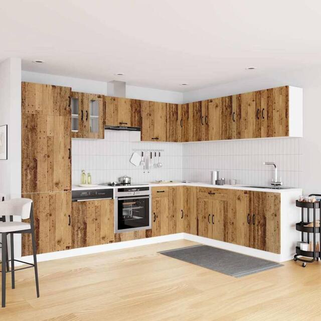 Berkfield Home Elegant 14 Piece Kitchen Cabinet Set Kalmar Old Wood Engineered Wood in Brown - image 1
