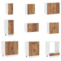 Berkfield Home Elegant 14 Piece Kitchen Cabinet Set Kalmar Old Wood Engineered Wood in Brown - thumbnail 4