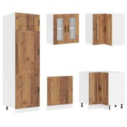 Berkfield Home Elegant 14 Piece Kitchen Cabinet Set Kalmar Old Wood Engineered Wood in Brown - thumbnail 5