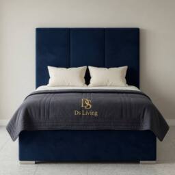 DS Living Whitehall Upholstered Divan Bed Frame in Blue - Size: King - thumbnail 2