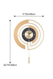 Living and Home 18in/45cm Modern Decorative Non-Ticking Wall Clock with Pendulum in Gold - thumbnail 8