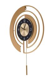 Living and Home 18in/45cm Modern Decorative Non-Ticking Wall Clock with Pendulum in Gold - thumbnail 3