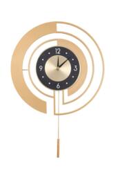 Living and Home 18in/45cm Modern Decorative Non-Ticking Wall Clock with Pendulum in Gold - thumbnail 1