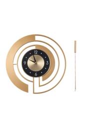 Living and Home 18in/45cm Modern Decorative Non-Ticking Wall Clock with Pendulum in Gold - thumbnail 2