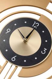 Living and Home 18in/45cm Modern Decorative Non-Ticking Wall Clock with Pendulum in Gold - thumbnail 4