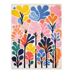 "Artery8 Wall Art Print Forest Delight Bright Pastel Colour Oil Painting Pink Orange Blue Henri Matisse Style Trees Poster - Size: W12"" x H16""" - thumbnail 1