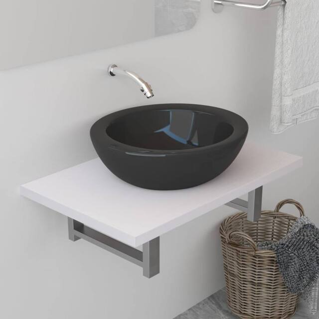 Berkfield Home Bathroom Wall Shelf for Basin White 60x40x16.3 cm - image 1