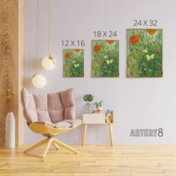 "Artery8 Vincent Van Gogh Butterflies & Poppies Canvas Wall Art Print in Green - Size: W18"" x H24""" - thumbnail 4
