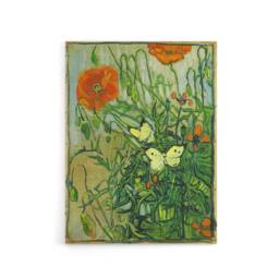 "Artery8 Vincent Van Gogh Butterflies & Poppies Canvas Wall Art Print in Green - Size: W18"" x H24""" - thumbnail 1