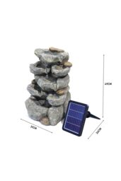 Living and Home 19in Solar Rockery Waterfall Fountain LED Lights Indoor/Outdoor Water Feature Black Stone-Effect Resin Decor in Natural - thumbnail 6