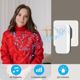 ENER-J Wireless Kinetic Doorbell & Plug In Chime White 240V - thumbnail 4