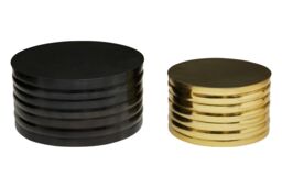 Orsina Set Of Two Round Coffee Tables, Black & Brass Finish Handcrafted Aluminium Tables, Coffee Table Set - thumbnail 2