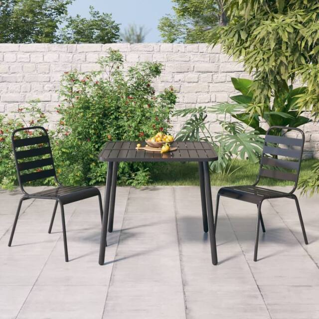 Berkfield Home 3 Piece Garden Dining Set Anthracite Steel in Black - image 1