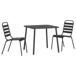 Berkfield Home 3 Piece Garden Dining Set Anthracite Steel in Black - thumbnail 3
