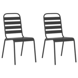 Berkfield Home 3 Piece Garden Dining Set Anthracite Steel in Black - thumbnail 4