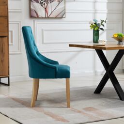 Artemis Home Ravenna Velvet Dining Chairs - Set of 2 in Teal - thumbnail 4