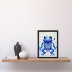 Artery8 Blue Frog Robot Hybrid Schematic Blueprint Futuristic Secret Complex Arcane Manuscript Gift For Him Man Cave Art Print Framed Poster Wall - thumbnail 4
