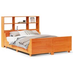 Berkfield Home Bookcase Bed without Mattress Wax Brown 140x190 cm Solid Wood - thumbnail 2