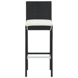 Berkfield Home Garden Bar Stools with Cushions 2 pcs Black Poly Rattan - thumbnail 4
