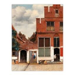 Artery8 Johannes Vermeer Framed Wall Art Print The Little Street Facades in Red - Size: A4 - thumbnail 3
