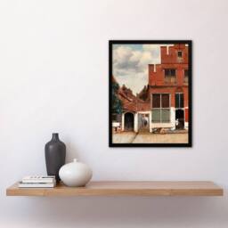 Artery8 Johannes Vermeer Framed Wall Art Print The Little Street Facades in Red - Size: A4 - thumbnail 2