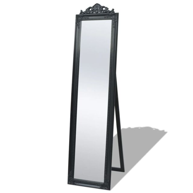 Berkfield Home Free-Standing Mirror Baroque Style 160x40 cm Black - image 1