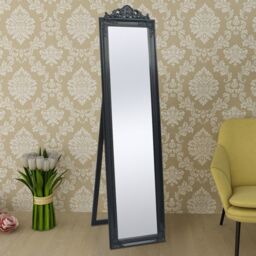 Berkfield Home Free-Standing Mirror Baroque Style 160x40 cm Black - thumbnail 6