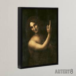 "Artery8 Saint John the Baptist da Vinci Vintage Black Framed Canvas Wall Art - Size: W18"" x H24""" - thumbnail 2
