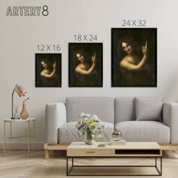 "Artery8 Saint John the Baptist da Vinci Vintage Black Framed Canvas Wall Art - Size: W18"" x H24""" - thumbnail 4