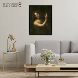 "Artery8 Saint John the Baptist da Vinci Vintage Black Framed Canvas Wall Art - Size: W18"" x H24""" - thumbnail 3