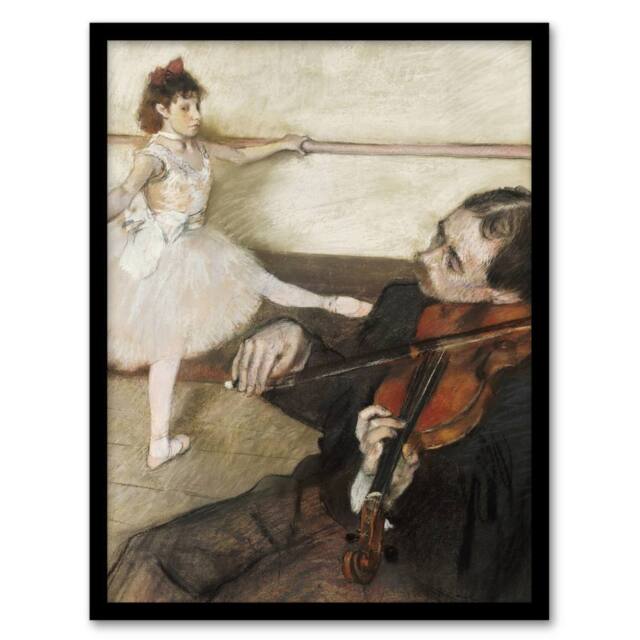 "Artery8 Dance Lesson with Violinist Edgar Degas Vintage Framed Wall Art Print in Beige - Size: W12"" x H16""" - image 1
