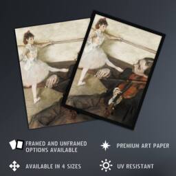 "Artery8 Dance Lesson with Violinist Edgar Degas Vintage Framed Wall Art Print in Beige - Size: W12"" x H16""" - thumbnail 2