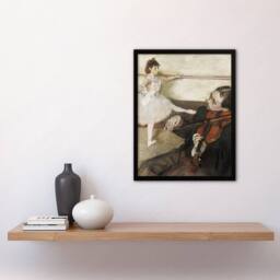 "Artery8 Dance Lesson with Violinist Edgar Degas Vintage Framed Wall Art Print in Beige - Size: W12"" x H16""" - thumbnail 4