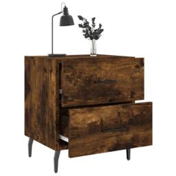 Berkfield Home Bedside Cabinet Smoked Oak 40x35x47.5 cm Engineered Wood in Brown - thumbnail 4