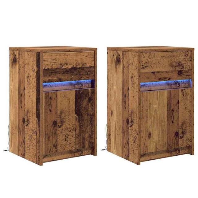 Berkfield Home Bedside Cabinet 2 pcs Old wood 38 x 34 x 61 cm Particle board in Brown - image 1