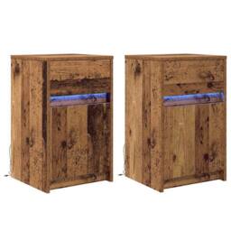 Berkfield Home Bedside Cabinet 2 pcs Old wood 38 x 34 x 61 cm Particle board in Brown - thumbnail 1