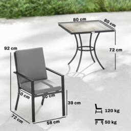 OUTSUNNY 5 Pieces Outdoor Dining Set with Cushions, Garden Dining Set for 4 in Grey - Size: 80 cm x 80 cm - thumbnail 3