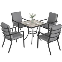 OUTSUNNY 5 Pieces Outdoor Dining Set with Cushions, Garden Dining Set for 4 in Grey - Size: 80 cm x 80 cm - thumbnail 2