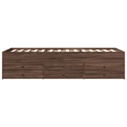 Berkfield Home Daybed with Drawers without Mattress Brown Oak 75x190 cm Small Single - thumbnail 4