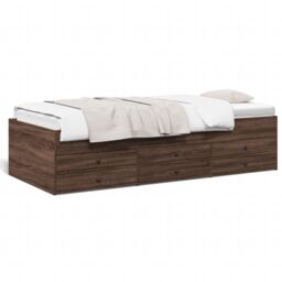 Berkfield Home Daybed with Drawers without Mattress Brown Oak 75x190 cm Small Single - thumbnail 2