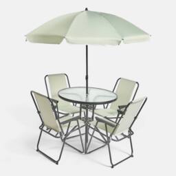 OHS 6 Piece Patio Set Outdoor Table Chairs Parasol Garden Furniture in Pale Green - thumbnail 7