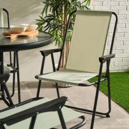 OHS 6 Piece Patio Set Outdoor Table Chairs Parasol Garden Furniture in Pale Green - thumbnail 3