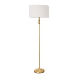 ValueLights Maggie Gold Metal Candlestick Floor Lamp with Fabric Lamp Shade & LED Bulb in White - thumbnail 2