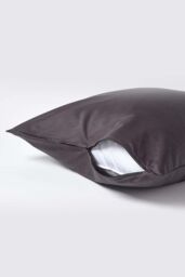 Homescapes Continental Egyptian Cotton Pillowcase 1000 TC, 80 x 80 cm in Dark Grey - thumbnail 3