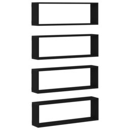 Berkfield Home Wall Shelves - Set of 4, Black Oak, 80x15x26 cm, Made from Engineered Wood - Size: 80 x 15 x 26 cm - thumbnail 6