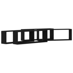 Berkfield Home Wall Shelves - Set of 4, Black Oak, 80x15x26 cm, Made from Engineered Wood - Size: 80 x 15 x 26 cm - thumbnail 2