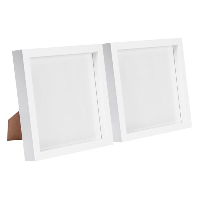 "Nicola Spring 3D Box Photo Frames - 8"" x 8"" - White - Pack of 2" - image 1